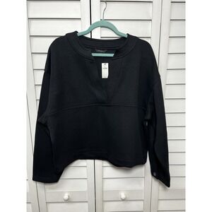 Banana Republic Scuba Split Neck Sweatshirt Women's Size Medium Black NWT